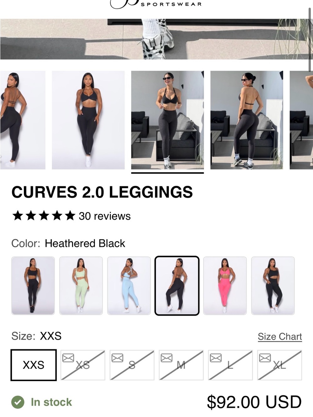Bombshell Sportswear Curves 2.0 Leggings - Heathered Black